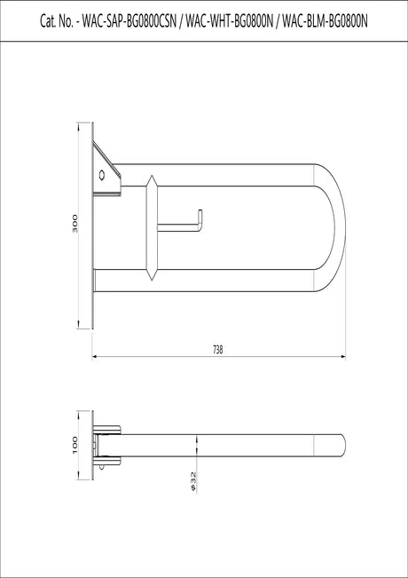 GRAB BAR VERTICAL SWING - JAQUAR FAUCETS - ( BLACK MATT - - 0x15 mm - 0inchX0.5inch )