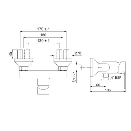 SINGLE LEVER WALL MOUNTED SHOWER MIXER - JAQUAR FAUCETS - ( CHROME - VIGNETTE PRIME - 0x15 mm - 0inchX0.5inch )