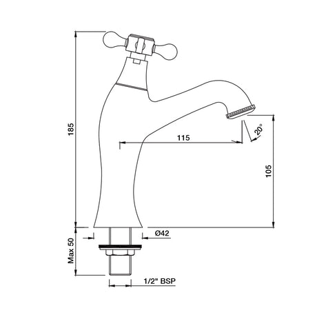 PILLAR COCK - JAQUAR FAUCETS - ( CHROME - QUEENS PRIME - 0x15 mm - 0inchX0.5inch )