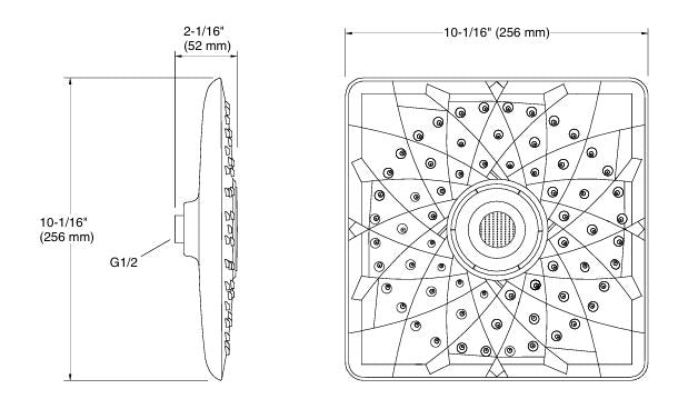 RAIN MAX SQUARE SINGLE FUNCTION SHOWERHEAD - KOHLER PREMIUM -  ( VIBRANT BRUSHED ROSE GOLD - PREMIUM - 256x256 mm - 10.24inchX10.24inch )
