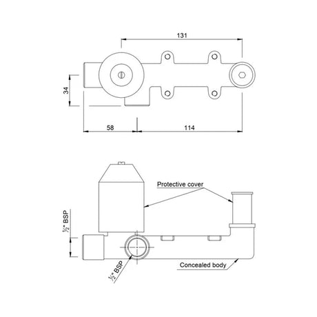 LEFT HAND SIDE OPERATED CONCEALED BODY FOR SINGLE LEVER WALL MOUNTED BASIN MIXER WITHOUT EXPOSED PARTS - JAQUAR FAUCETS -  ( CHROME - ALLIED - 0x15 mm - 0inchX0.5inch )