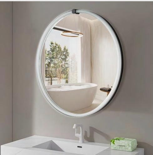 TR 151-B TRANS - ROUND LED MIRROR W/3 OPTIONS ADJUST LIGHT W/DIMMER (SMART TOUCH SWITCH)- GERMA -  ( ACRYLIC FRAME -  - 0x600 mm - 0inchX24inch )
