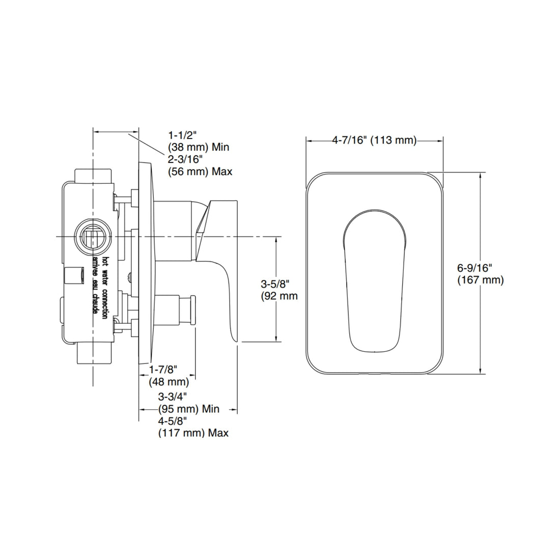 ALEO-EXPOSED BATH AND SHOWER TRIM - KOHLER PREMIUM -  ( POLISHED CHROME - PREMIUM - 0x15 mm - 0inchX0.5inch )