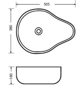 TABLE MOUNTED CERAMIC ART WASH BASIN - AQUANT - ( WHITE - - 505x380x180 mm - 20.2inchX15.2inchX7.2inch )