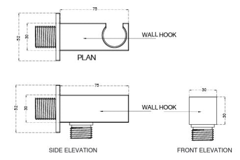 WALL OUTLET W/HAND SHOWER STAND BRASS - AQUANT - ( CHROME - - 0x15 mm - 0inchX0.5inch )