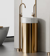 FREE STANDING WASH BASIN W/POP-UP WASTE COUPLING - AQUANT - ( MATT ROSE GOLD - - 400x900 mm - 16inchX36inch )