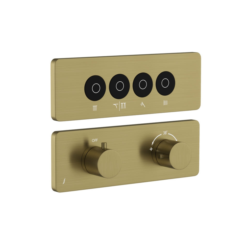 EXPOSED PART KIT OF CLOUD TOUCH SHOWER SYSTEM WITH 4 OUTLETS FOR CONNECTION TO RAIN, MIST/WATERFALL, HAND SHOWER & BODY SHOWER (COMPATIBLE WITH QLD-CHR-309661C)- JAQUAR FAUCETS -  ( ANTIQUE BRONZE - CLOUD - 0x15 mm - 0inchX0.5inch )