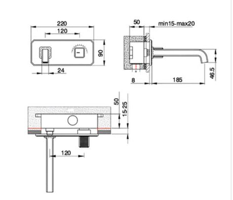 WALL MOUNTED BRASS BASIN MIXER WITH SIDE KNOB CONTROL FOAM FLOW - AQUANT - ( CHROME - REGALIA SERIES - 0x15 mm - 0inchX0.5inch )