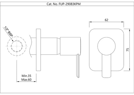 EXPOSED PART KIT OF CONCEALED STOP COCK & FLUSH COCK W/FLANGE - JAQUAR FAUCETS - ( CHROME - FUSION PRIME - 0x15 mm - 0inchX0.5inch )