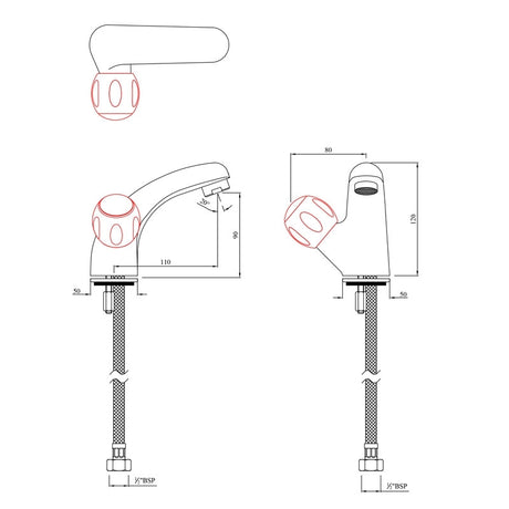 SWAN NECK TAP LEFT - JAQUAR FAUCETS - ( CHROME - CLARION QUARTER TURN - 0x15 mm - 0inchX0.5inch )