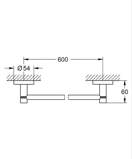 ESSENTIALS TOWEL RAIL 600MM - GROHE -  ( WARM SUNSET - G5 - ESSENTIALS - 0x600 mm - 0inchX24inch )