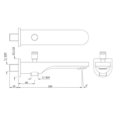 BATH TUB SPOUT WITH BUTTON ATTACHMENT FOR HAND SHOWER WITH WALL FLANGE - JAQUAR FAUCETS - ( ANTIQUE COPPER - SPOUT - 0x15 mm - 0inchX0.5inch )