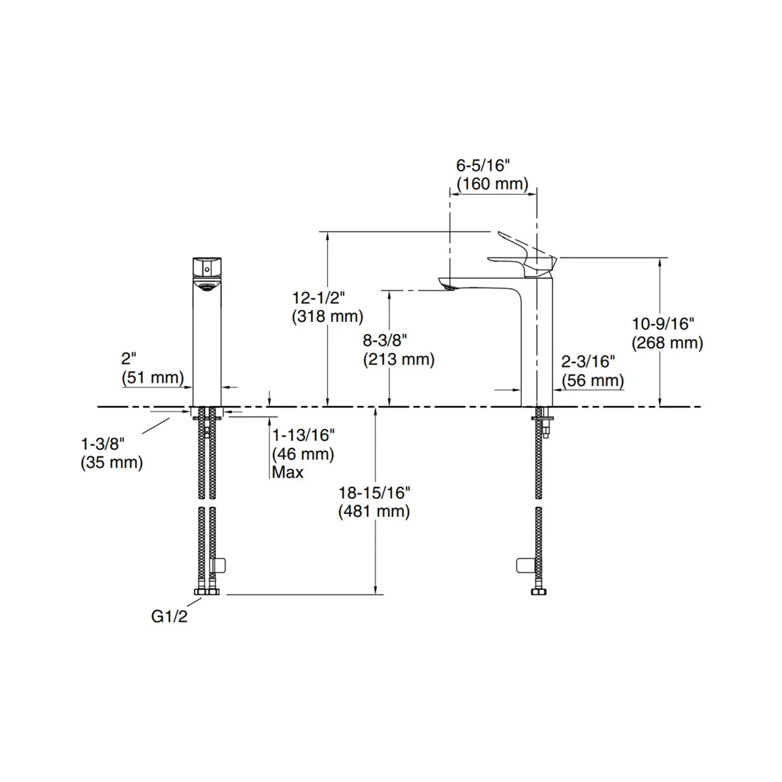 ALEO-SL B.MIXER TALL W/PIPES - KOHLER PREMIUM -  ( ROSE GOLD - PREMIUM - 0x15 mm - 0inchX0.5inch )