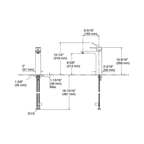 ALEO-SL B.MIXER TALL W/PIPES - KOHLER PREMIUM -  ( ROSE GOLD - PREMIUM - 0x15 mm - 0inchX0.6inch )