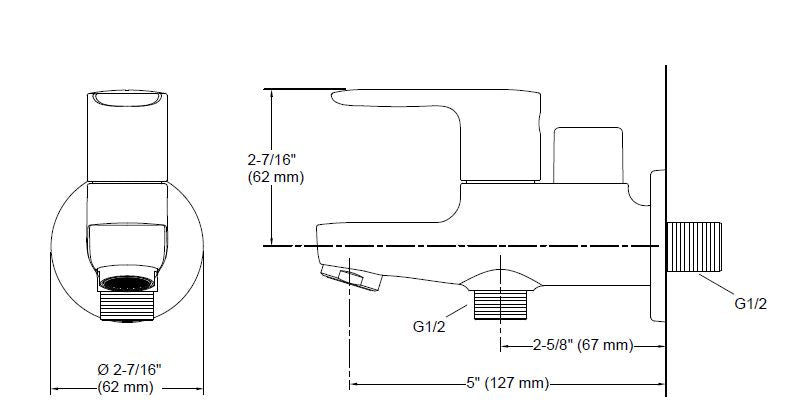 (REST) JULY-2 WAY BIB COCK W/FLANGE - KOHLER POPULAR-( ROSE GOLD -POPULAR - 0x15 mm - 0.5inchX0.6inch )