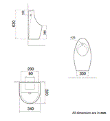 URINAL BACK INLET / BACK OUTLET - AQUANT - ( WHITE - - 630x340x320 mm - 25.2inchX13.6inchX12.8inch )