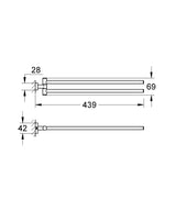 ESSENTIALS CUBE DOUBLE TOWEL BAR - GROHE -  ( CHROME - G3 - ESSENTIALS - 0x439 mm - 0inchX17.56inch )