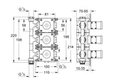 RAPIDO C TRIPLE CONCEALED VALVE ROUGH IN - GROHE -  ( CHROME - RAPIDO - 0x20 mm - 0inchX0.75inch )