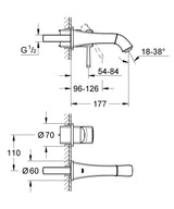 GRANDERA 2-HOLE WALL-MOUNT BASIN MIXER, S SIZE - GROHE -  ( WARM SUNSET - G5 - GRANDERA - 0x0 mm - 0inchX0inch )