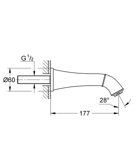 GRANDERA BATH SPOUT - GROHE -  ( CHROME - G5 - GRANDERA - 0x15 mm - 0inchX0.6inch )