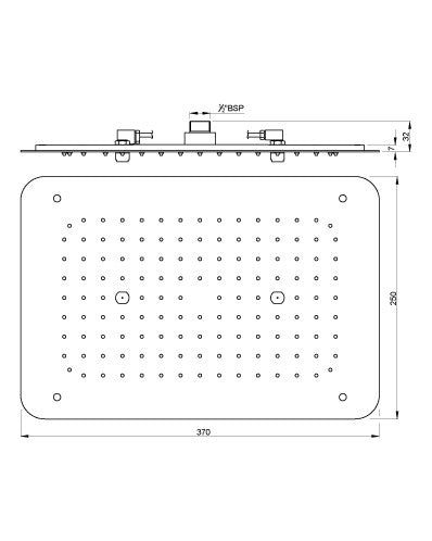 FALSE CEILING SHOWER 2 FUNC W/O KIT - ARTIZE FAUCET -  ( CHROME - RAINJOY - 370x250 mm - 15inchX10inch )