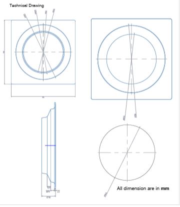 304 SS TILE INSERT WITH ANTI COCKROACH - AQUANT -  ( CHROME -  - 150x150 mm - 6inchX6inch )