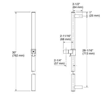 HANDSHOWER SLIDE BAR - KOHLER PREMIUM -  ( ROSE GOLD - PREMIUM - 0x762 mm - 31inchX0inch )