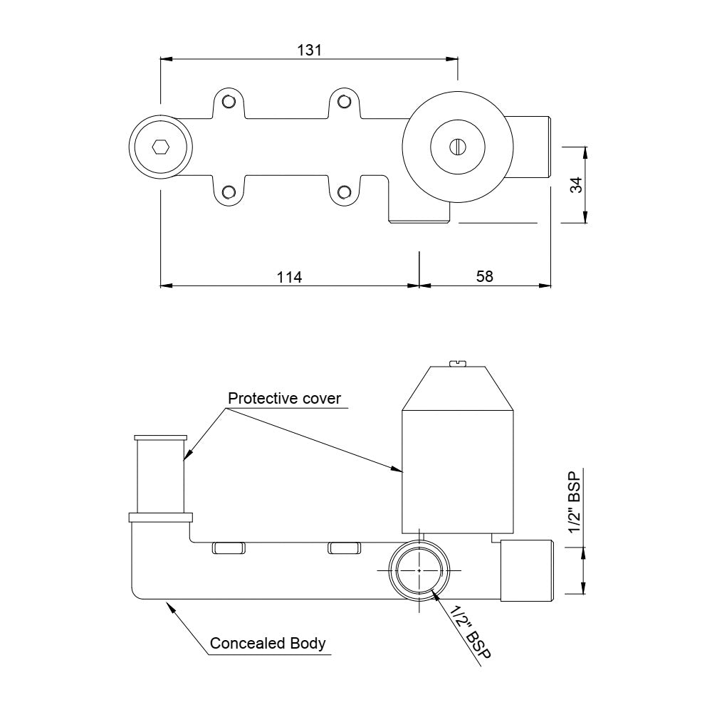 CONCEALED BODY FOR SINGLE LEVER WALL MOUNTED BASIN MIXER - JAQUAR FAUCETS -  ( CHROME - ALLIED - 0x15 mm - 0inchX0.5inch )