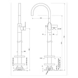 EXPOSED PARTS OF FLOOR MOUNTED SINGLE LEVER BATH MIXER WITH PROVISION FOR HAND SHOWER (COMPATIBLE WITH ALD-121)- JAQUAR FAUCETS -  ( ANTIQUE BRONZE - FLOOR STANDING MIXER - 0x15 mm - 0inchX0.5inch )