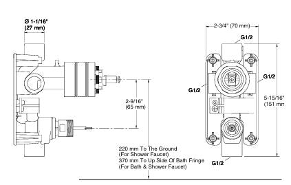 AQUA TURBO 235 MANUAL VALVE WITH SLEEVE & BUTTON FOR PROJECT - KOHLER POPULAR -  ( CHROME - POPULAR - 0x15 mm - 0inchX0.5inch )