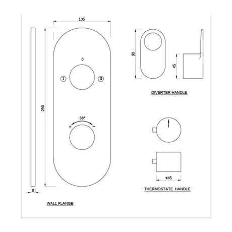 AQUAMAX EXPOSED PART KIT OF THERMOSTATIC SHOWER MIXER WITH 2-WAY OUTLET WITH SLEEVE (COMPATIBLE WITH ALD-681N)- JAQUAR FAUCETS - ( ANTIQUE COPPER - ORNAMIX PRIME - 0x15 mm - 0inchX0.5inch )