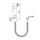 HEALTH FAUCET WITH 8MM DIA, 1 METER LONG FLEXIBLE TUBE & WALL HOOK WITH (BACK FLOW PREVENTER)- JAQUAR FAUCETS -  ( BLACK CHROME - ALLIED - 0x15 mm - 0inchX0.5inch )