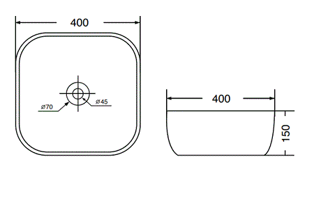 WASH BASIN TABLE TOP - AQUANT -  ( WHITE -  - 400x400 mm - 16inchX16inch )