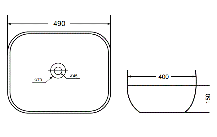 WASH BASIN TABLE MOUNTED - AQUANT -  ( WHITE -  - 490x400 mm - 19.6inchX16inch )