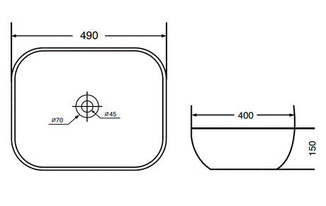 WASH BASIN TABLE MOUNTED - AQUANT -  ( WHITE -  - 490x400 mm - 19.6inchX16inch )