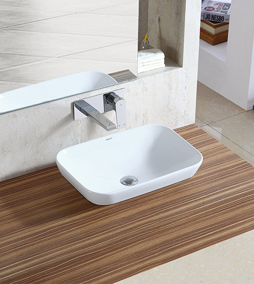 SEMI COUNTER WASH BASIN - AQUANT - ( WHITE - - 515x340 mm - 20inchX13inch )