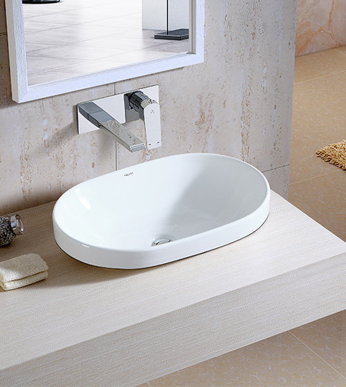 SEMI RECESSED WASH BASIN - AQUANT -  ( WHITE -  - 605x405 mm - 24inchX16inch )
