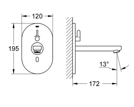 EUROSMART CE INFRARED WALL-MOUNT BASIN MIXER, AC - GROHE -  ( CHROME - G3 - EUROSMART - 0x15 mm - 0inchX0.6inch )