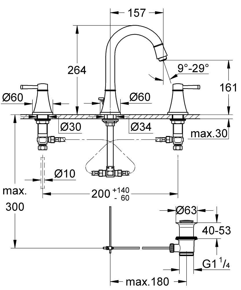 GRANDERA 3-HOLE BASIN MIXER WITH POP-UP, M SIZE - GROHE -  ( CHR-GOLD - G5 - GRANDERA - 0x15 mm - 0inchX0.6inch )