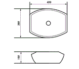 WASH BASIN TABLE TOP - AQUANT -  ( GLOSSY WHITE -  - 410x380 mm - 16inchX15inch )
