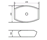 WASH BASIN TABLE TOP - AQUANT -  ( GLOSSY BLACK -  - 560x395 mm - 22inchX16inch )