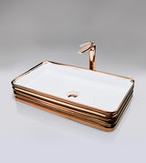 TABLE MOUNTED WASH BASIN - AQUANT -  ( ROSE GOLD / WHITE -  - 650x380 mm - 26inchX15.2inch )