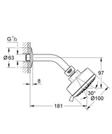 TEMPESTA COSMOPOLITAN 100 IV HEADSHW SET 9.5L - GROHE -  ( CHROME - G3 - TEMPESTA - 0x15 mm - 0inchX0.6inch )