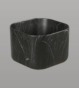TABLE MOUNTED CERAMIC TABLE MOUNTED POT BASIN - AQUANT -  ( MARQUINA MARBLE -  - 405x405x280 mm - 16.2inchX16.2inchX11.2inch )
