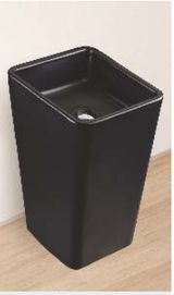 (PRUN) CERAMIC FLOOR MOUNTED FULL PEDESTAL WASH BASIN - AQUANT -  ( MATT BLACK -  - 400x400x840 mm - 16inchX16inchX33.6inch )