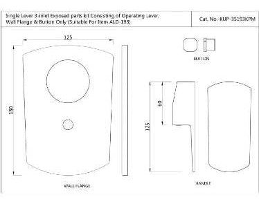S.L.EXPOSED PARTS KIT FOR 3 INLET DIV - JAQUAR FAUCETS -  ( CHROME - KUBIX PRIME - 0x15 mm - 0inchX0.5inch )