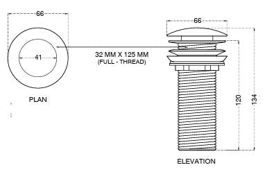 WASTE COUPLING W/POP UP F/T - AQUANT - ( BRUSHED GOLD - - 125x32 mm - 0inchX0inch )