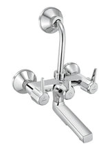 WALL MIXER WITH PROVISION FOR OVERHEAD SHOWER WITH 115MM LONG BEND PIPE ON UPPER SIDE, CONNECTING LEGS & WALL FLANGES - JAQUAR FAUCETS - ( CHROME - CONTINENTAL PRIME - 0x15 mm - 0inchX0.5inch )