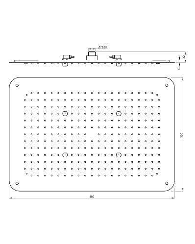FALSE CEILING SHOWER 2 FUNC W/O KIT - ARTIZE FAUCET -  ( CHROME - RAINJOY - 480x330 mm  - 19inchX13inch )