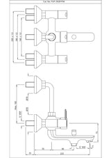 BATH & SHOWER MIXER 3-IN-1 SYSTEM WITH PROVISION FOR HAND SHOWER & OVERHEAD SHOWER COMPLETE WITH 115MM LONG BEND PIPE - JAQUAR FAUCETS - (BLACK CHROME - FUSION PRIME - 0x20 mm - 0inchX0.75inch)